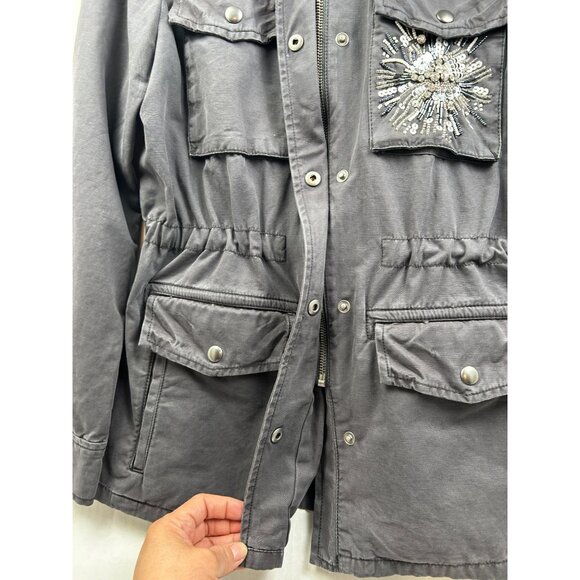 GAP Jacket "Moonless Night" Womens XS Embellished Beaded Military Field Glam - Picture 10 of 12